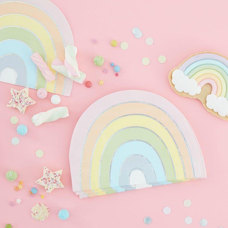 Pastel and Iridescent Rainbow Napkins 16pk