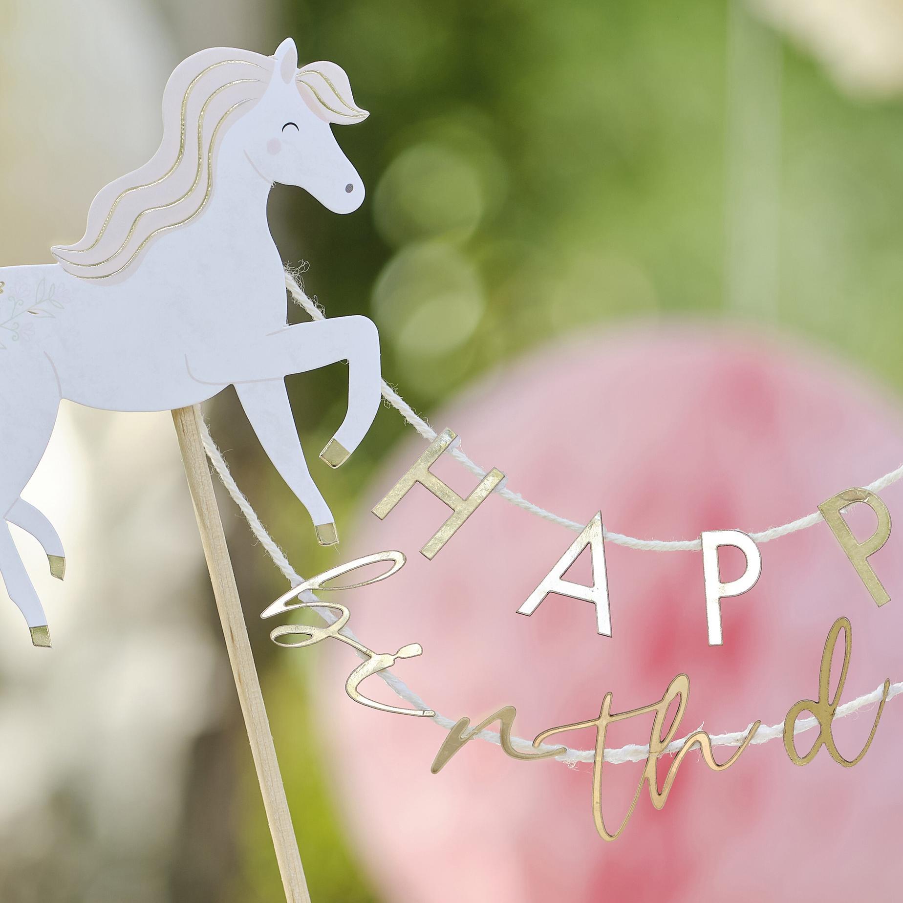 Princess Horse Happy Birthday Cake Topper