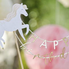 Princess Horse Happy Birthday Cake Topper