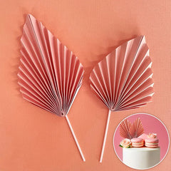 Blush Pink Deco Paper Fan Cake Toppers 2pk