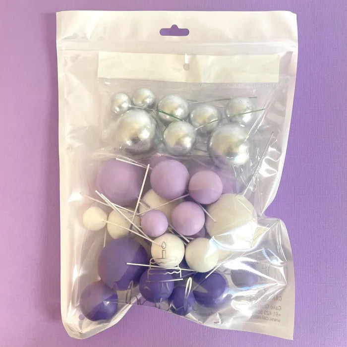 Purple, White & Silver Cake Ball Toppers 32pk