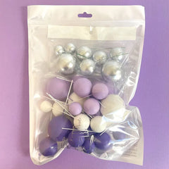 Purple, White & Silver Cake Ball Toppers 32pk