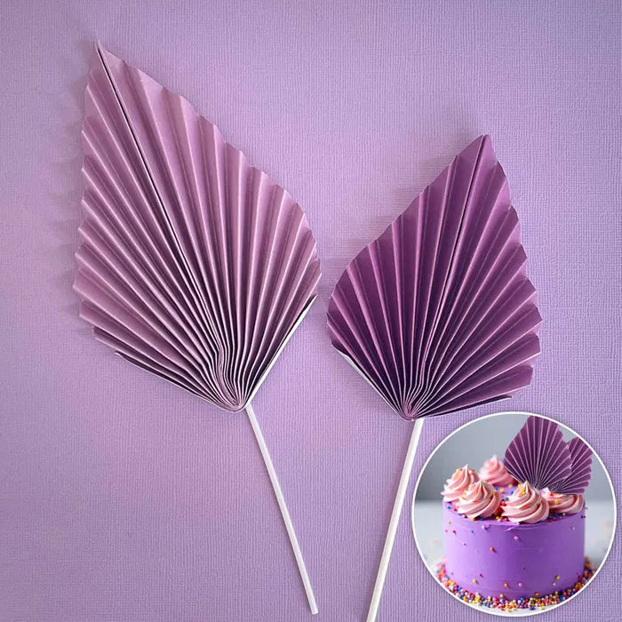 Purple Deco Paper Fan Cake Toppers 2pk