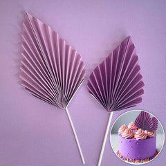 Purple Deco Paper Fan Cake Toppers 2pk