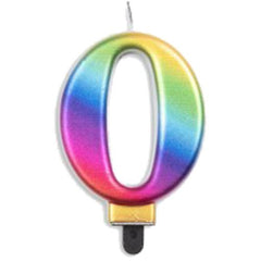 Rainbow Number 0 Candle
