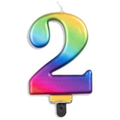 Rainbow Number 2 Candle