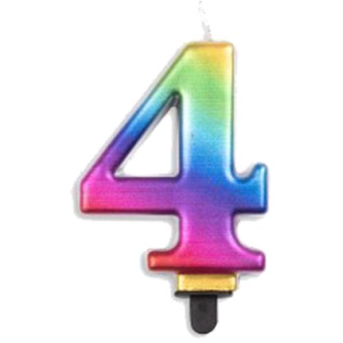 Rainbow Number 4 Candle