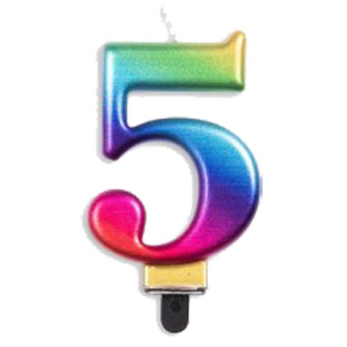 Rainbow Number 5 Candle