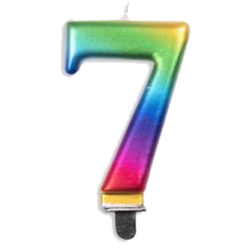 Rainbow Number 7 Candle