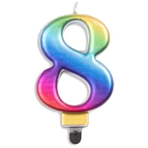 Rainbow Number 8 Candle
