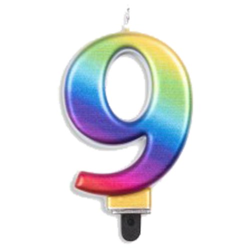 Rainbow Number 9 Candle