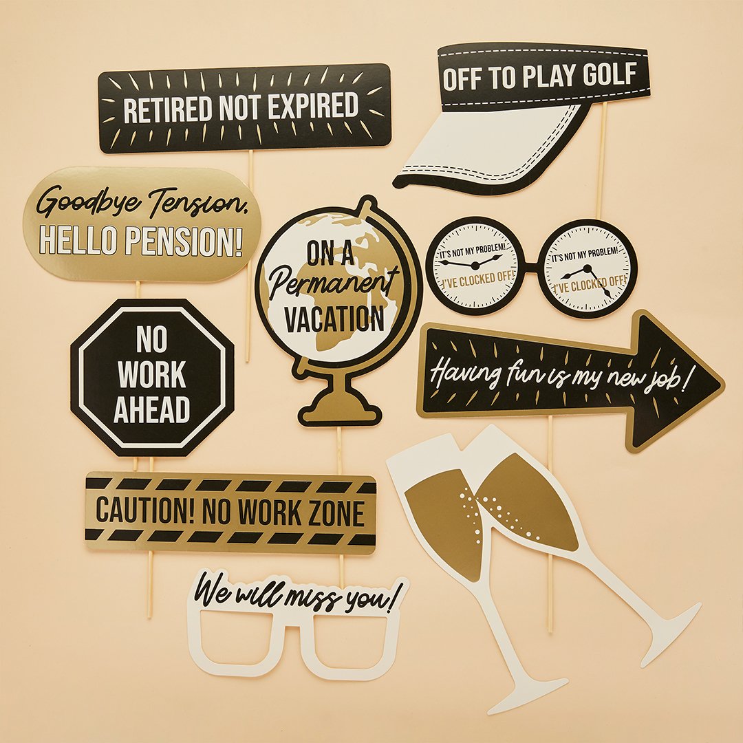 Happy Retirement Photo Booth Props 10pk