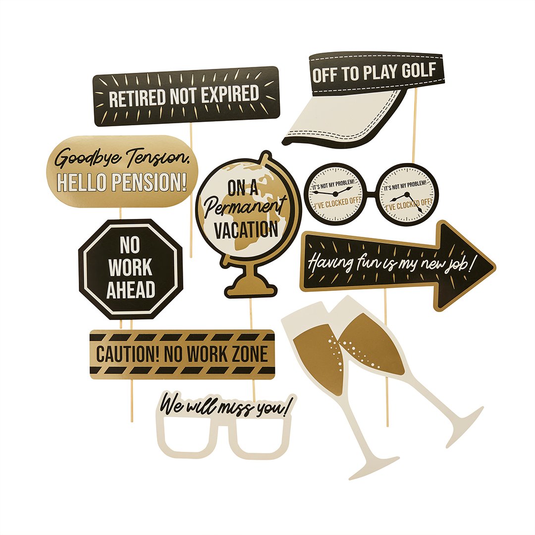 Happy Retirement Photo Booth Props 10pk