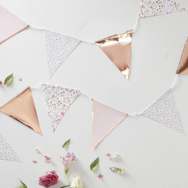 Rose Gold Floral Party Bunting