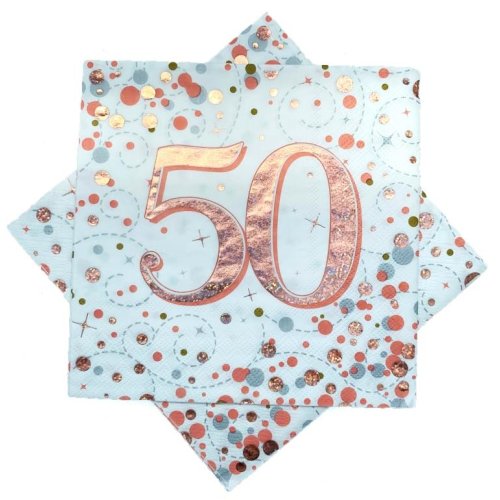 Rose Gold 50th Birthday Napkins 16pk