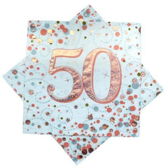 Rose Gold 50th Birthday Napkins 16pk