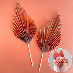 Metallic Rose Gold Deco Paper Fan Cake Toppers 2pk