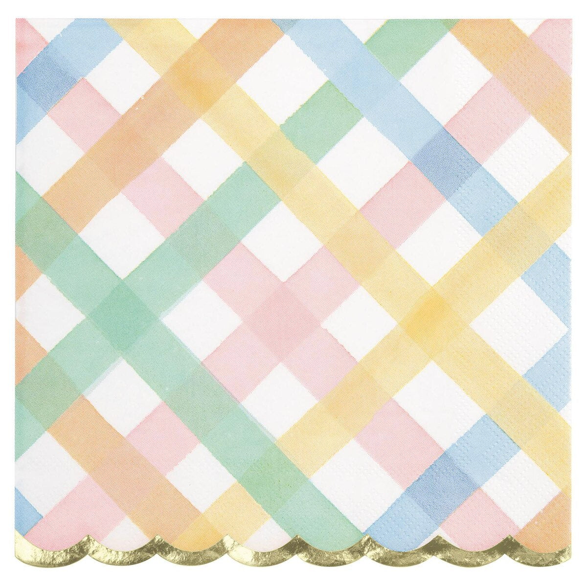 Pastel Plaid Scalloped Napkins 16pk