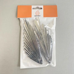 Metallic Silver Deco Paper Fan Cake Toppers 2pk