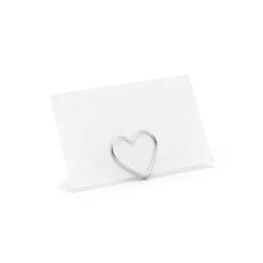 Silver Wedding Heart Place Card Holders 10pk