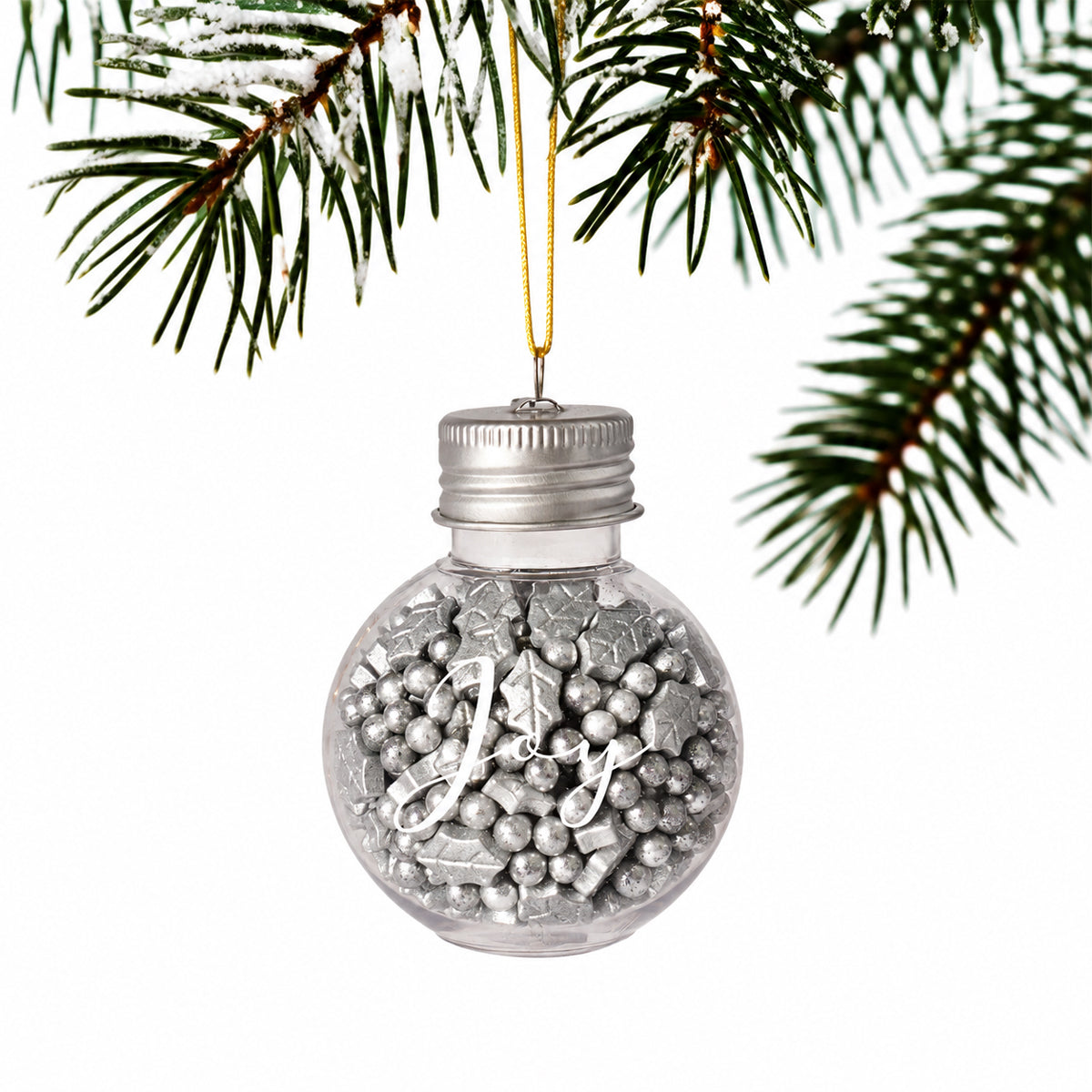 Silver Noel Sprinkle Orb Decorations