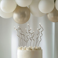 Silver Swirly Cake Candles 16pk