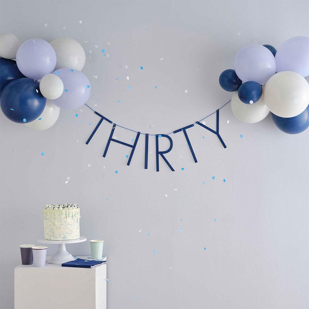 Navy 30th Birthday Milestone Balloon Bunting