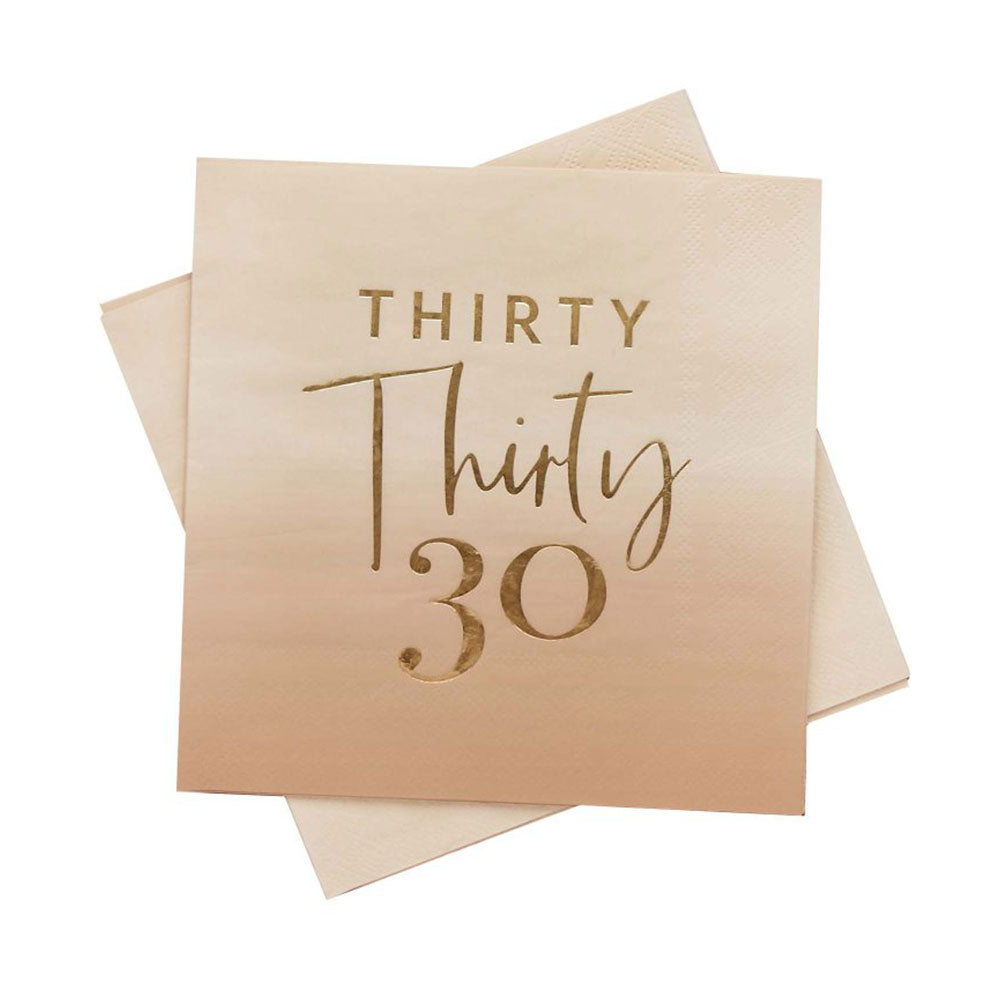Gold Foiled Thirty Napkins 16pk