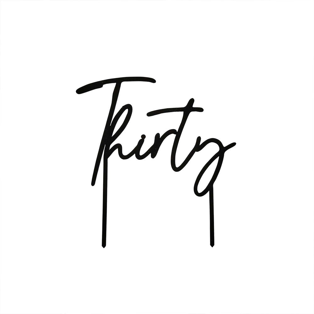 Black Thirty Acrylic Cake Topper