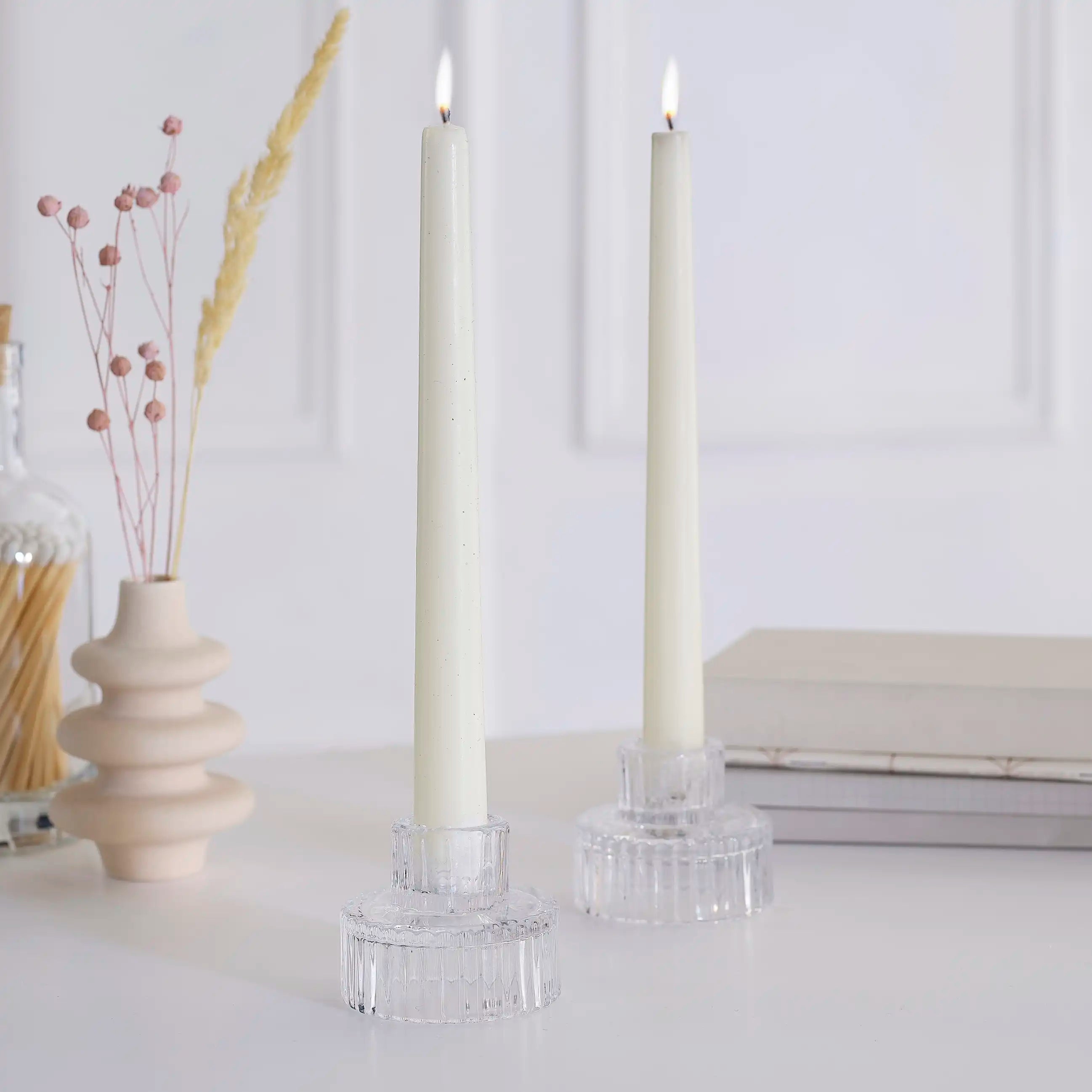 Clear Glass Candle Holders 2pk