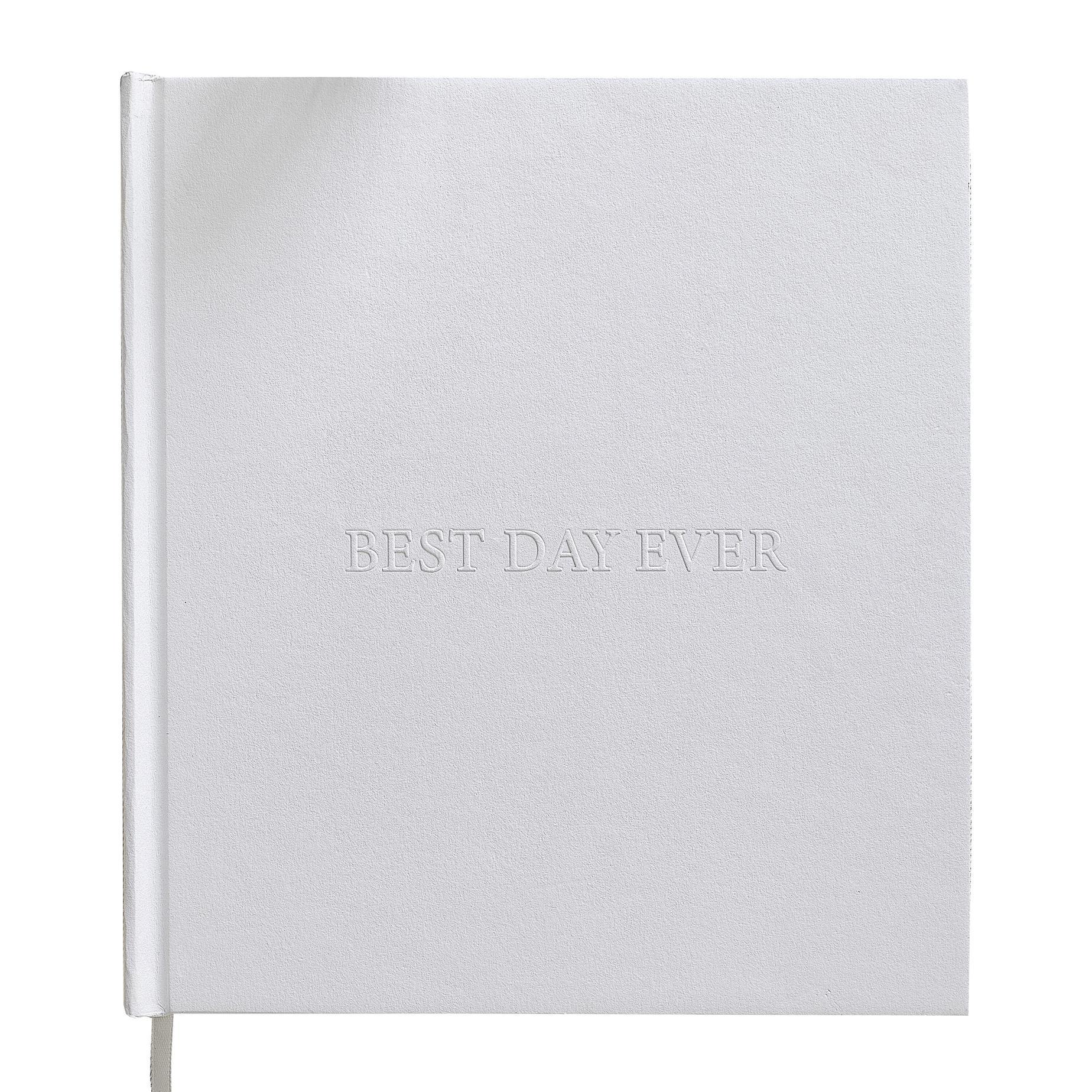 White Embossed Best Day Ever Wedding Photo Album