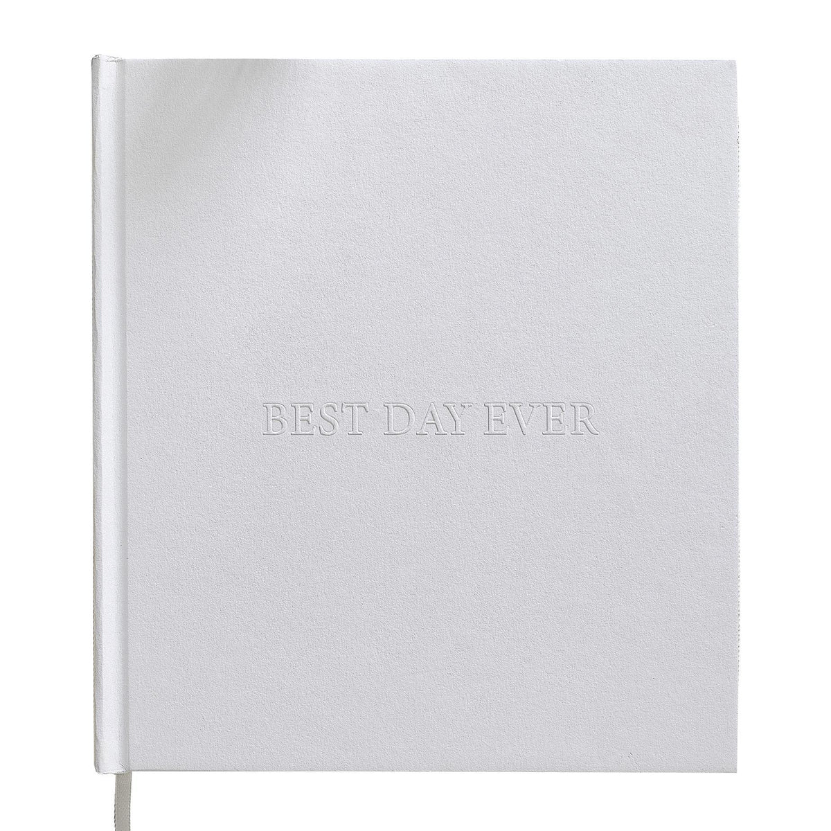 White Embossed Best Day Ever Wedding Photo Album