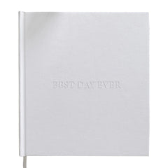 White Embossed Best Day Ever Wedding Photo Album