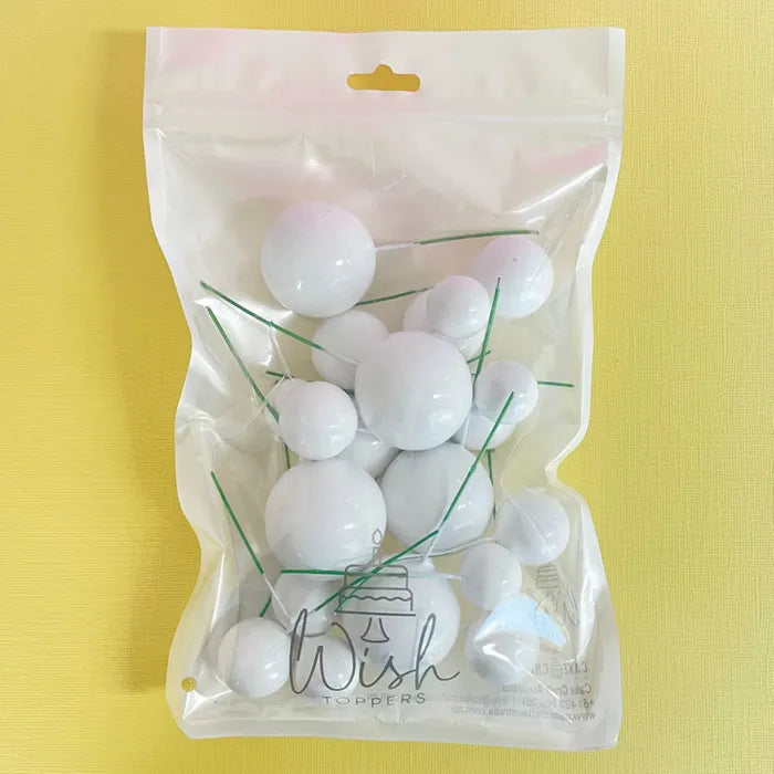 White Cake Ball Toppers 20pk