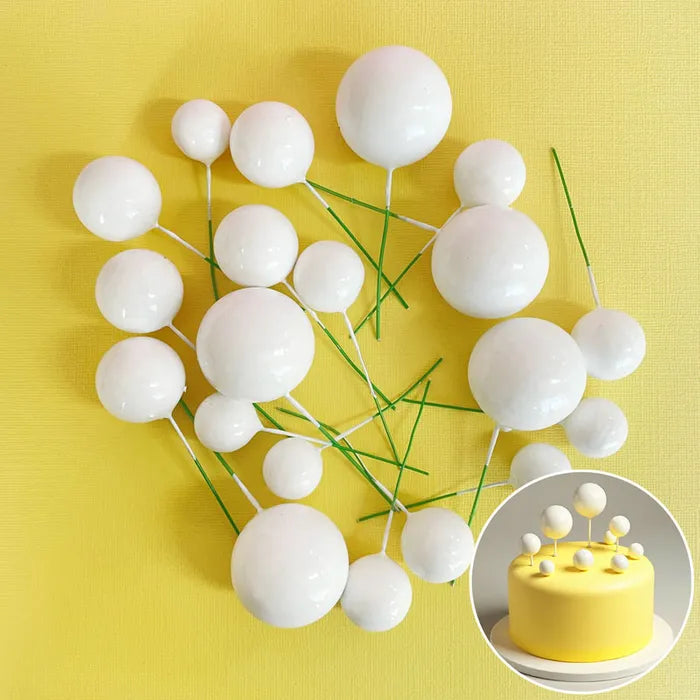 White Cake Ball Toppers 20pk