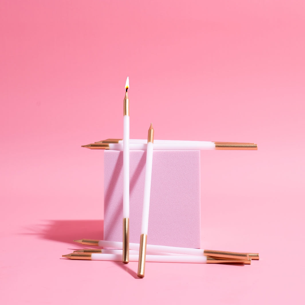 White & Gold Double Dipped Candles 12pk
