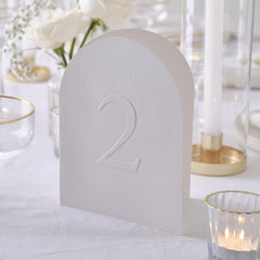 White Embossed Card Table Numbers 12pk