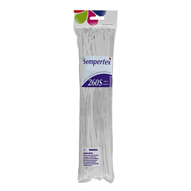 White 260T Modelling Twisting Balloons 50pk