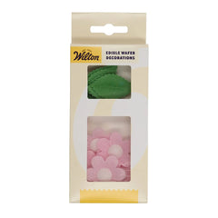 Pink Edible Wafer Flowers and Leaves