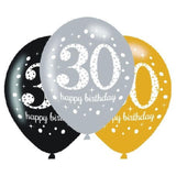 Sparkling 30th Birthday Balloons 6pk - The Party Room