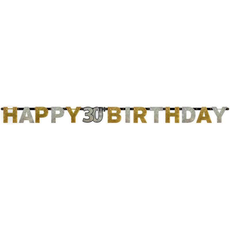 Sparkling 30th Birthday Banner - The Party Room