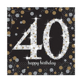 Sparkling Black 40th Birthday Napkins - The Party Room