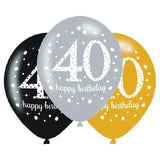 Sparkling 40th Birthday Balloons 6pk