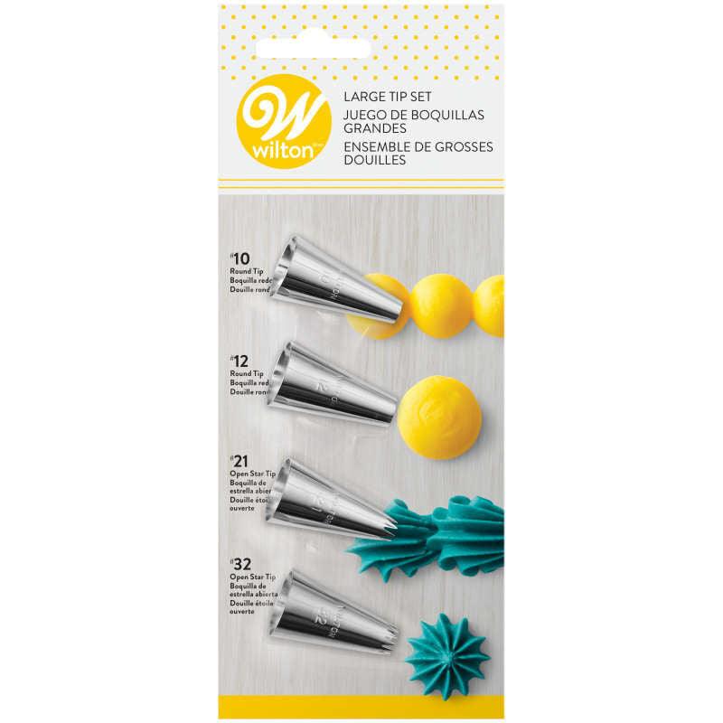 1M 2D 4B 6B Large Piping Tips & Coupler Set – Star & Rose Icing Tips For Cake, Cupcake & Cookie Decorating