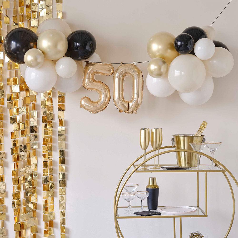 Gold Birthday Party Decorations ,Happy Birthday Banner, 16th 18th 21th 30th 40th 50th 60th 70th Gold White Birthday Decorations Supplies Balloons