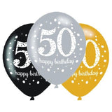 Sparkling 50th Birthday Balloons 6pk - The Party Room