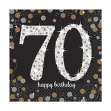 Sparkling Black 70th Birthday Napkins - The Party Room