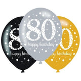 Sparkling 80th Birthday Balloons 6pk - The Party Room