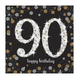 Sparkling Black 90th Birthday Napkins - The Party Room