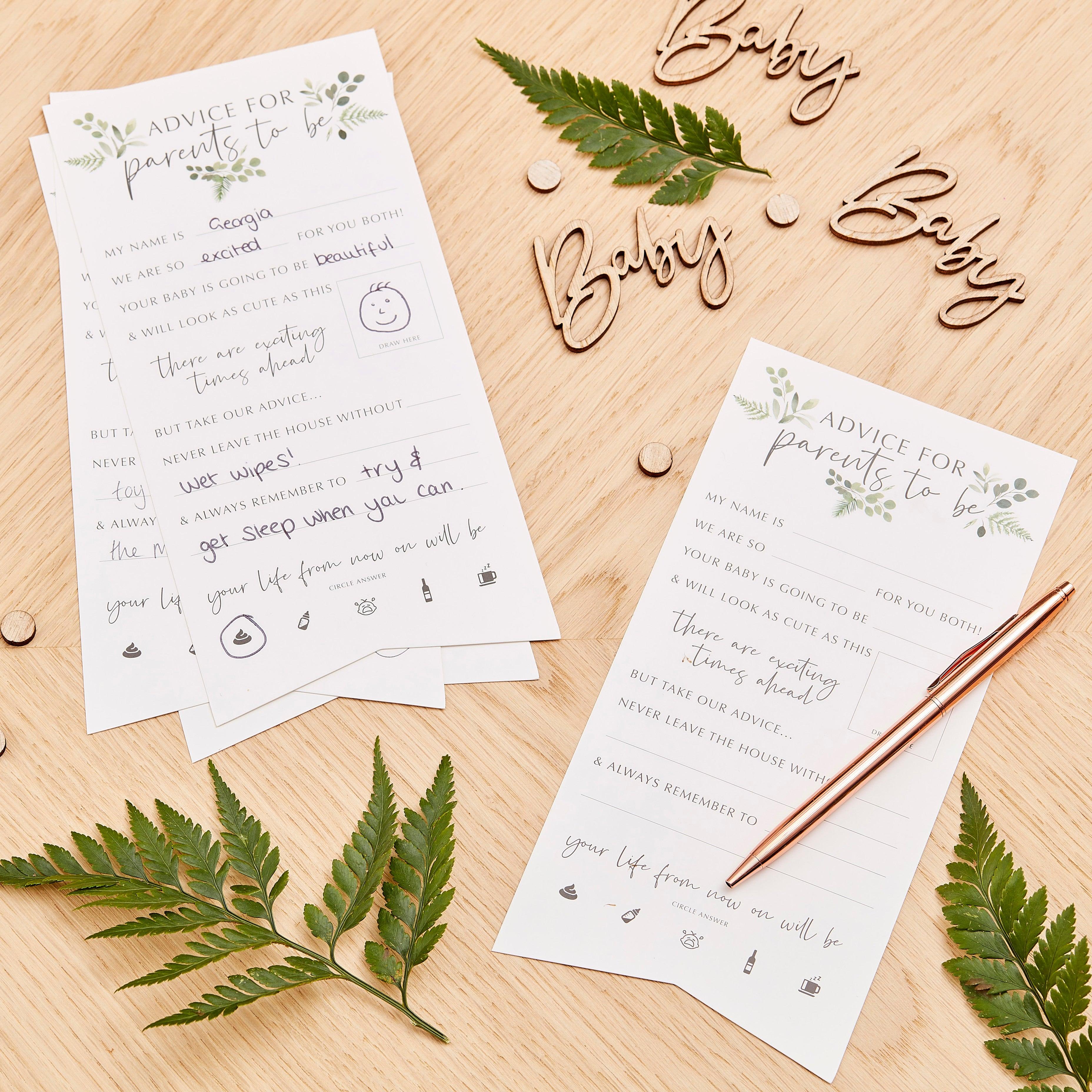 Botanical Baby Shower Advice Cards - The Party Room